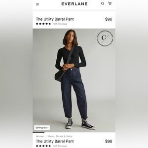 Everlane dark denim barrel jeans